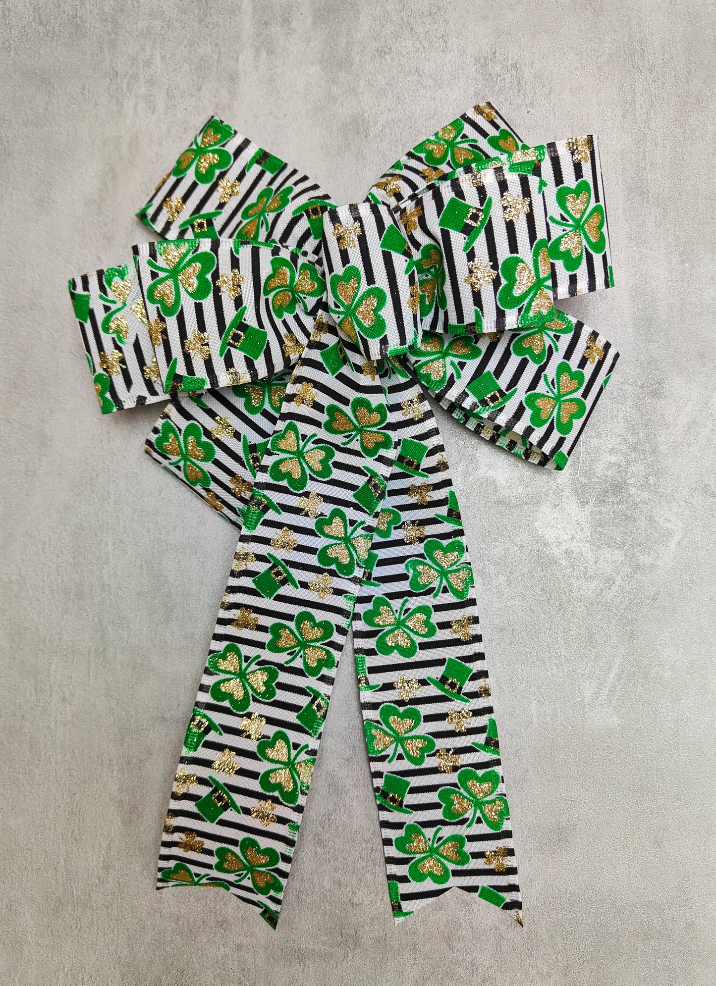 Green white St Patrick Day Bow Shamrock Paddy's day bow