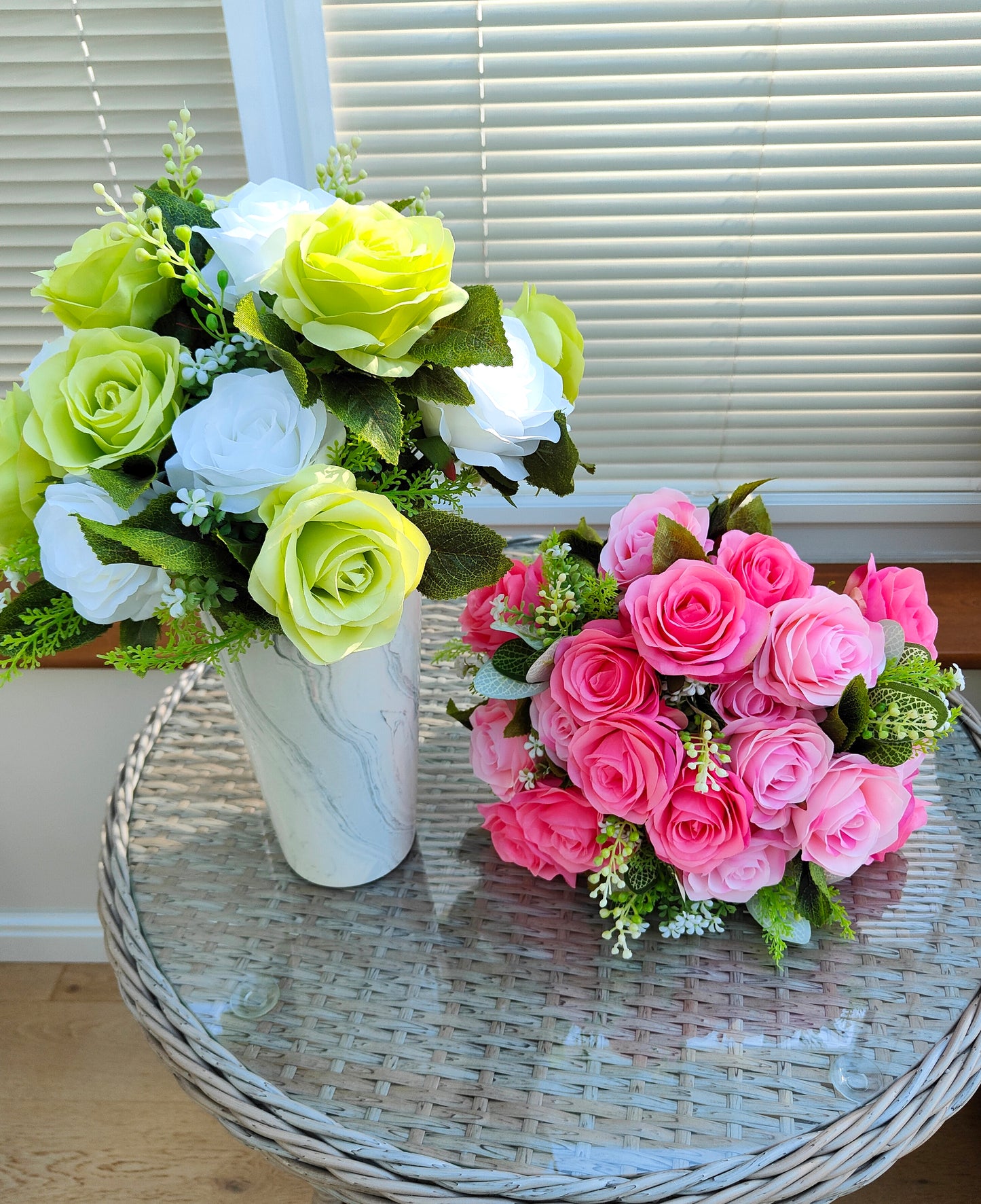 Black White Artificial Rose Posy