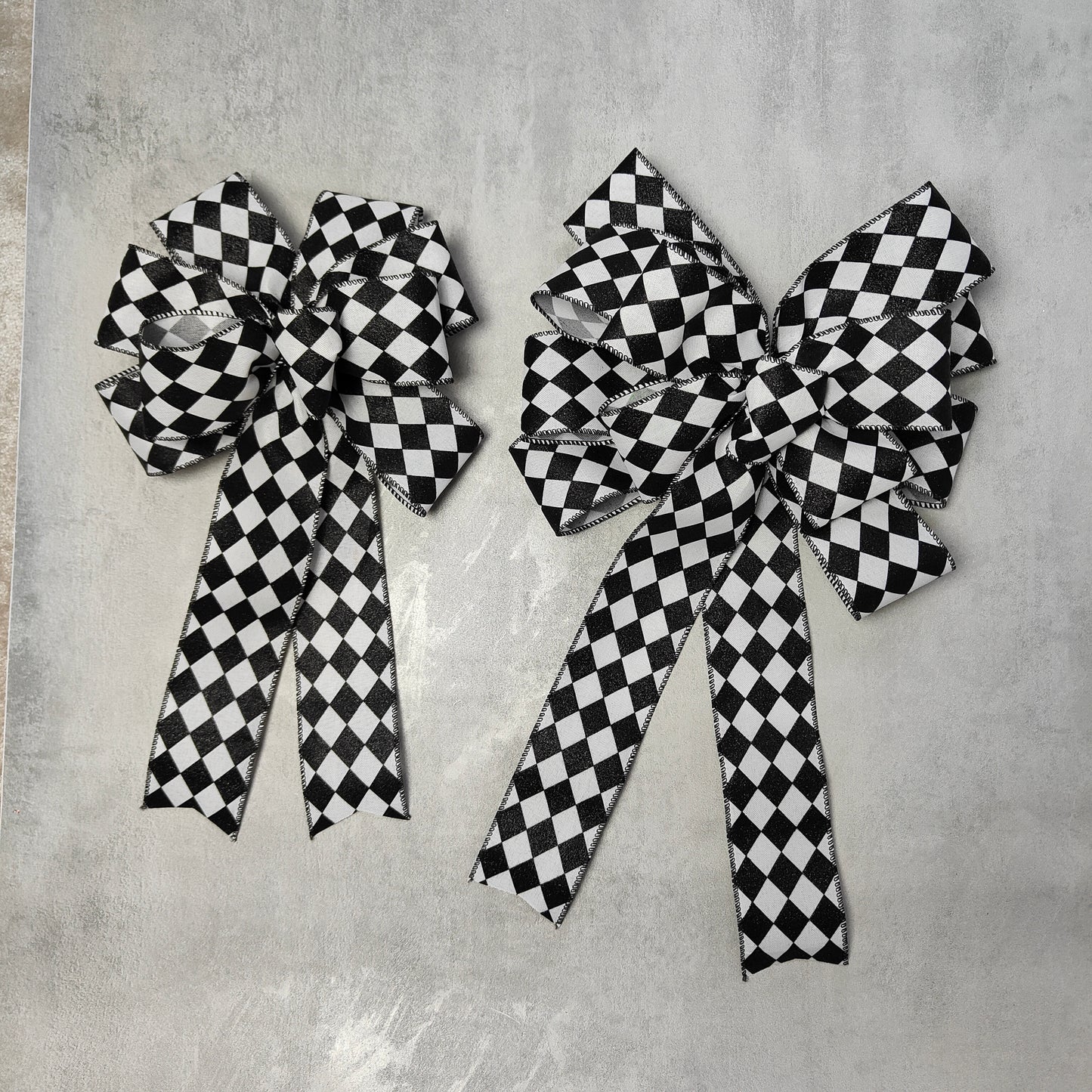Black White Harlequin Glitter Christmas Bow 10 inch