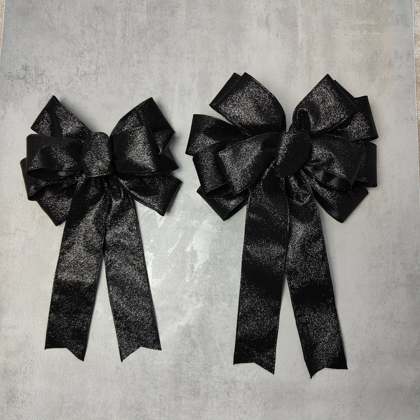 Black Glitter Christmas Bow 10 inch