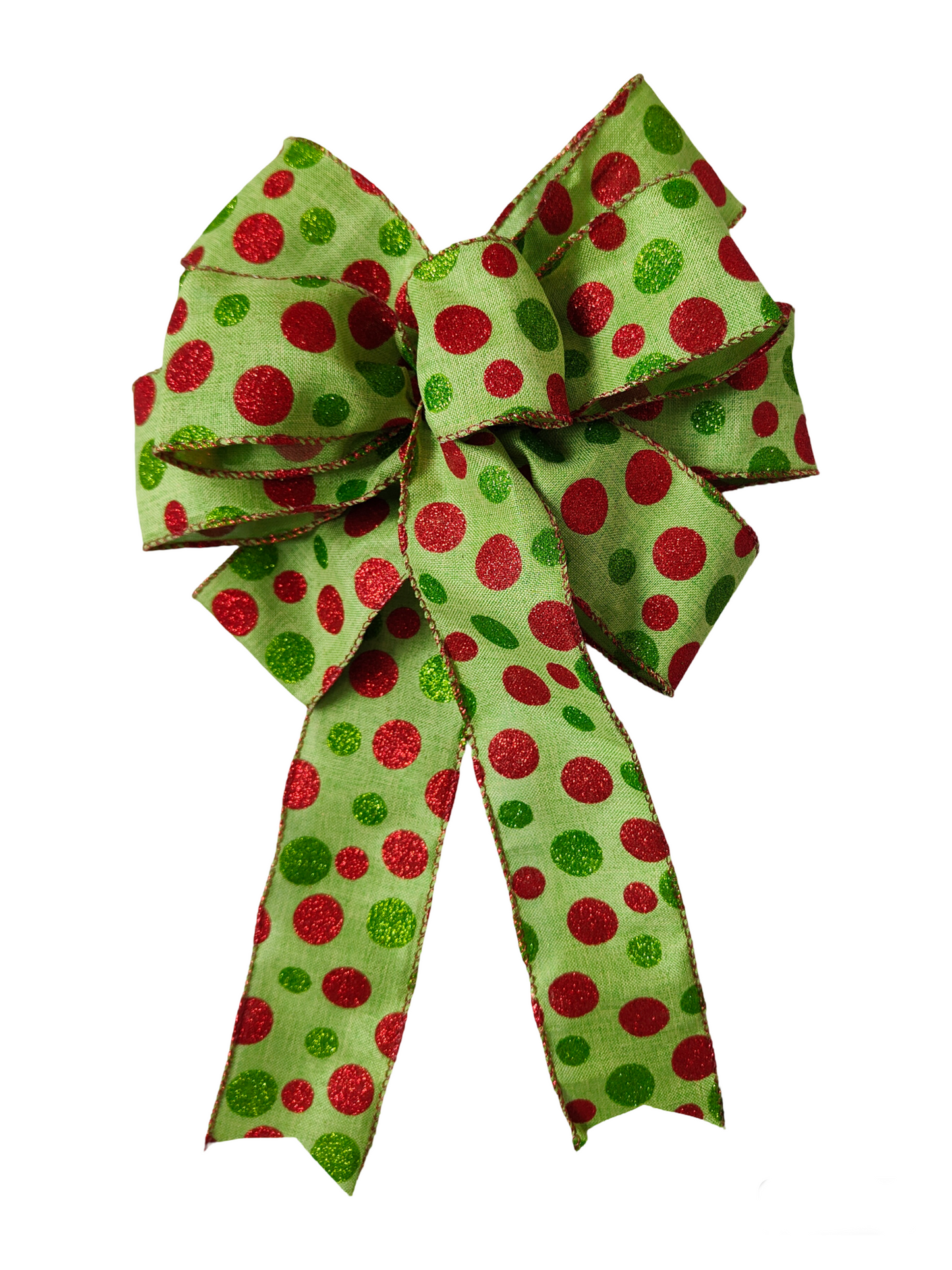 Green Red Christmas Bow 10 inch