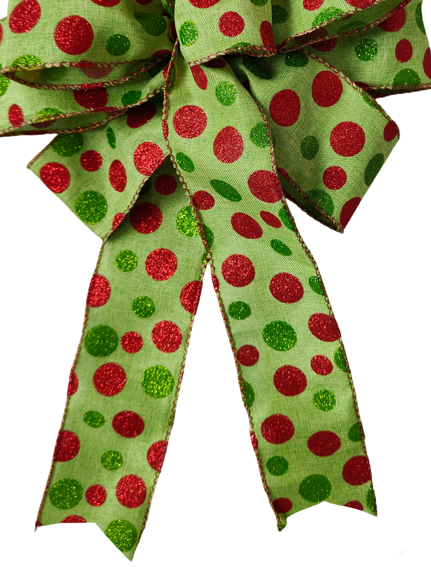 Green Red Christmas Bow 10 inch