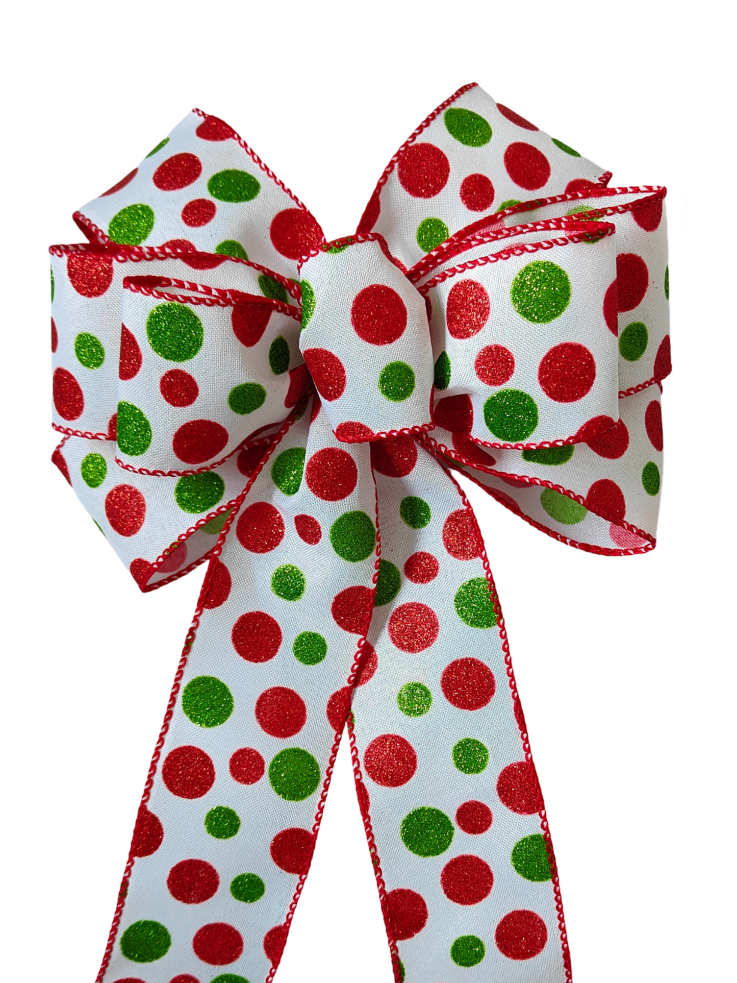 White Red Green Christmas Bow 10 inch