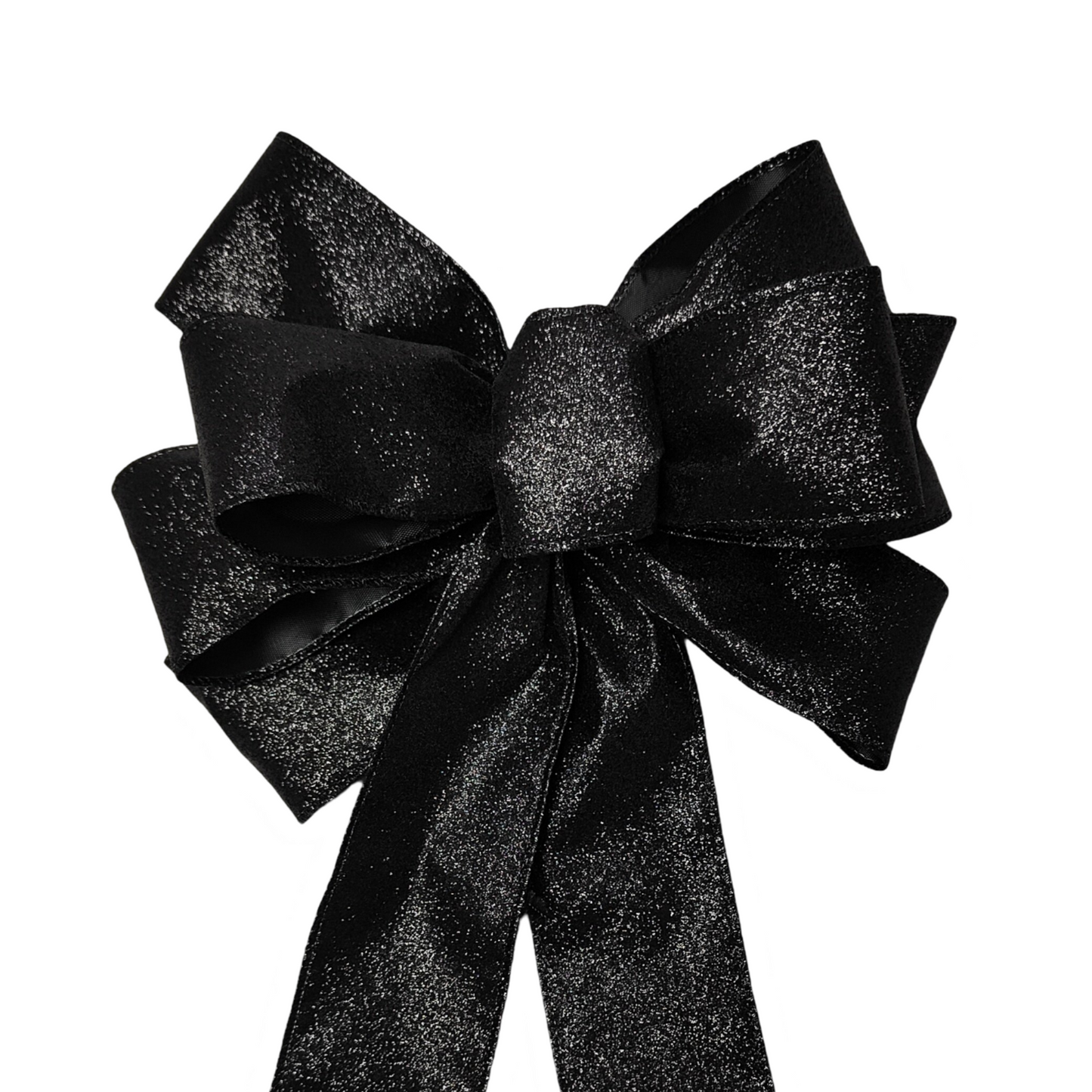 Black Glitter Christmas Bow 10 inch