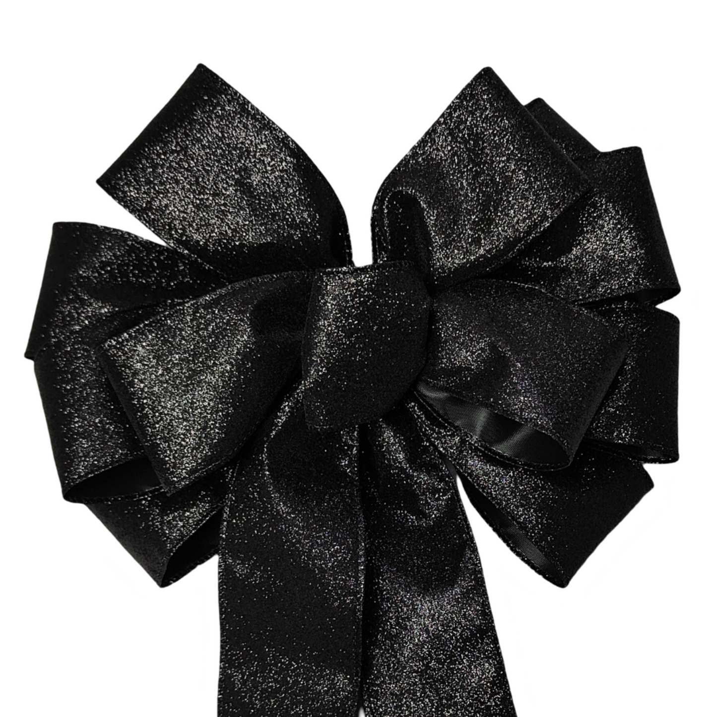 Black Glitter Christmas Bow 12 inch