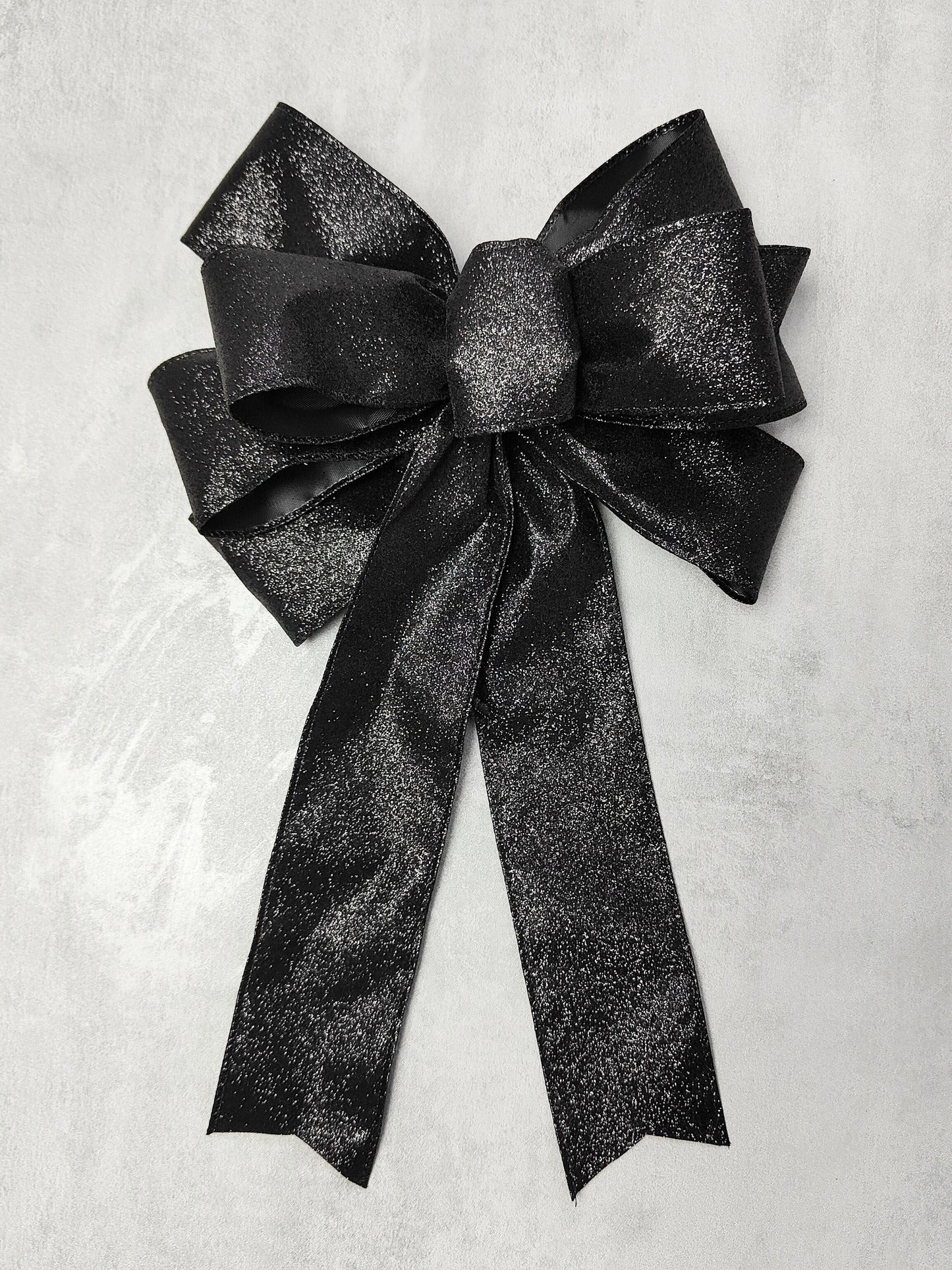 Black Glitter Christmas Bow 10 inch
