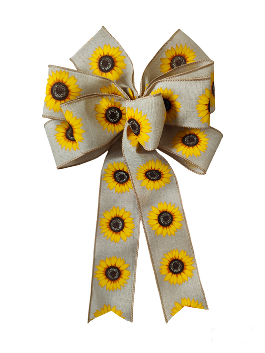 Burlap Sunflower wreath bow wedding