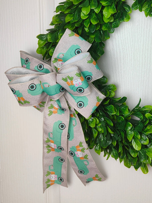 Easter Bunny Carrot Truck wreath bow