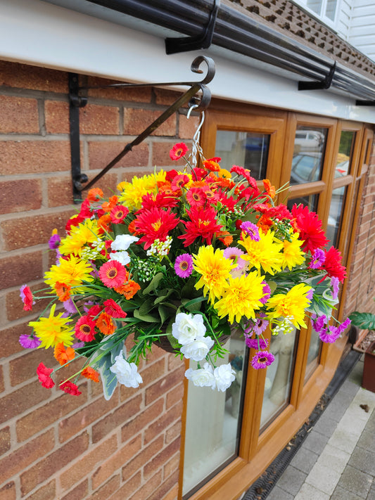 Spanish Vibes Artificial Flower Hanging Basket 10 inch Free P&P