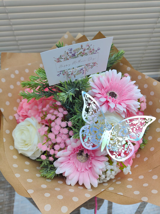 Pink artificial flower bouquet Mothers Day gift Hydregenga 