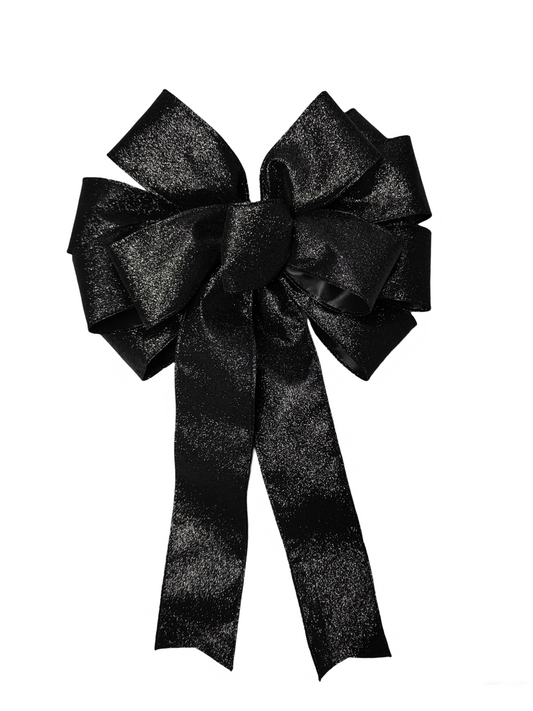 Black Glitter Christmas Bow 12 inch